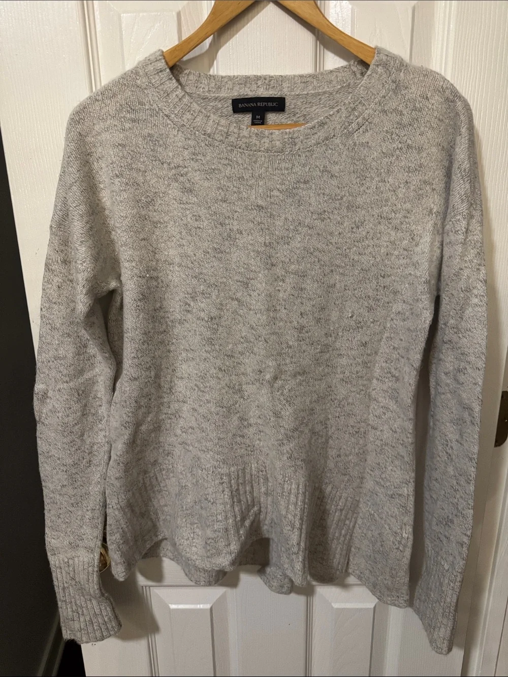 Banana Republic Merino Wool Light Heather Gray Crewneck Sweater